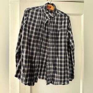J Crew  ladies tartan plaid tuxedo pleated shirt sz L